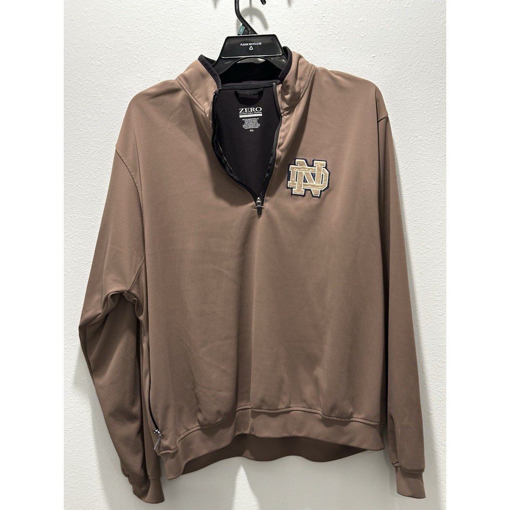 Zero Restriction‎ Notre Dame 1/4 Zip Pullover Mens2XL Wind Resistant Lining Golf